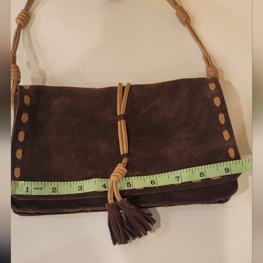 Y2K Maxima Wilsons Leather Suede Brown   Leather Stitching Shoulder Bag - Picture 2 of 9